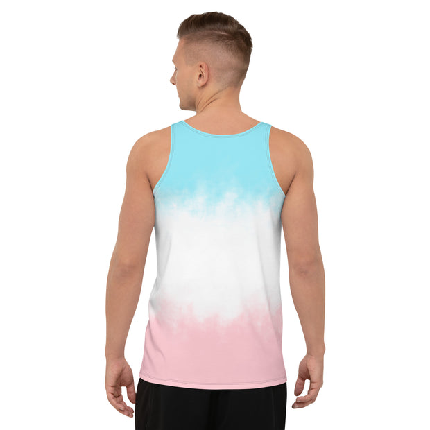 THINK F1RST UNISEX PINK-BLUE GRADIENT TANK TOP