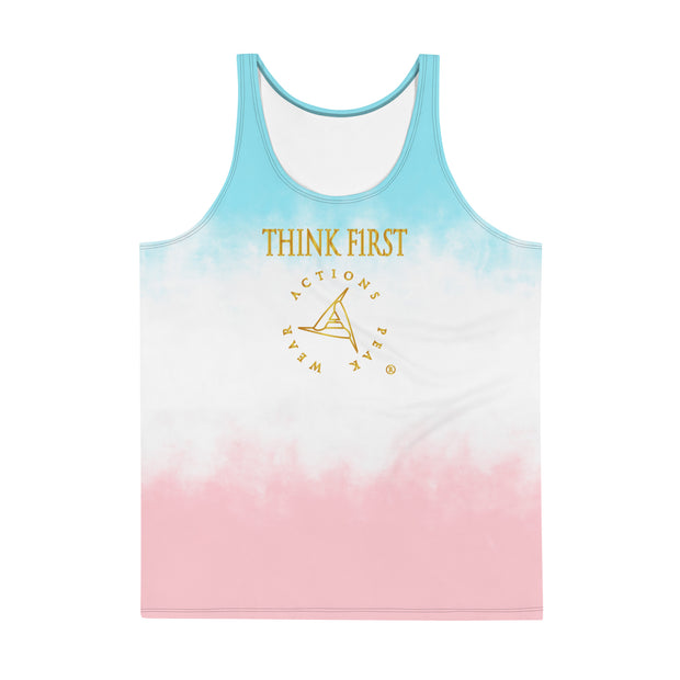 THINK F1RST UNISEX PINK-BLUE GRADIENT TANK TOP