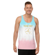 THINK F1RST UNISEX PINK-BLUE GRADIENT TANK TOP