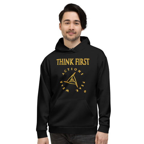 THINK F1RST UNISEX BLACK HOODIE