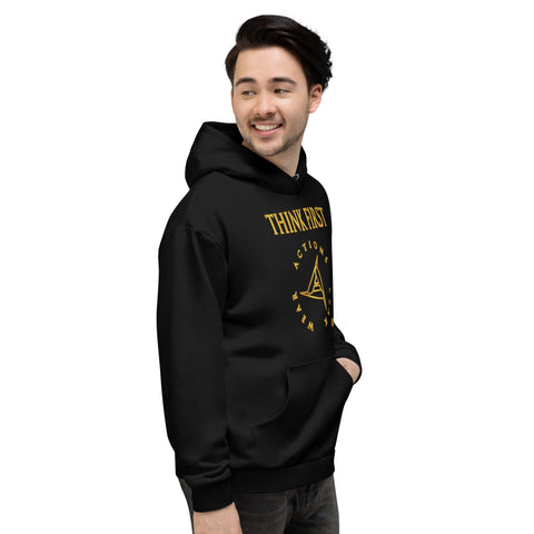 THINK F1RST UNISEX BLACK HOODIE