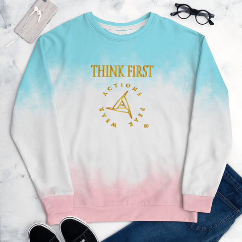 THINK F1RST UNISEX PINK AND BLUE GRADIENT SWEATSHIRT