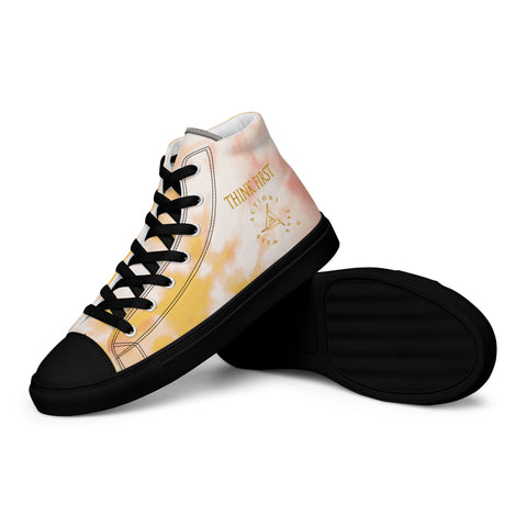 THINK F1RST 2024 ORANGE TIE DYE UNISEX HIGH TOP CANVAS SHOES