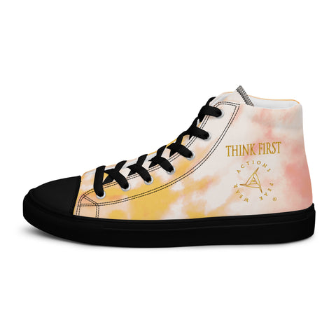 THINK F1RST 2024 ORANGE TIE DYE UNISEX HIGH TOP CANVAS SHOES