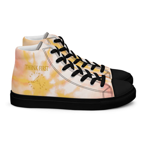 THINK F1RST 2024 ORANGE TIE DYE UNISEX HIGH TOP CANVAS SHOES