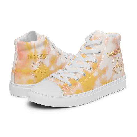 THINK F1RST 2024 ORANGE TIE DYE UNISEX HIGH TOP CANVAS SHOES