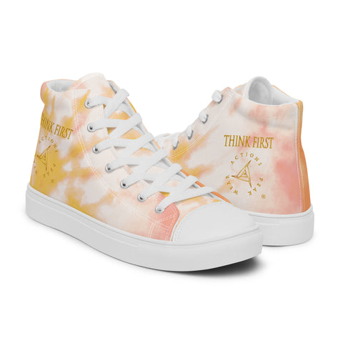 THINK F1RST 2024 ORANGE TIE DYE UNISEX HIGH TOP CANVAS SHOES