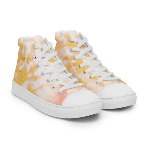 THINK F1RST 2024 ORANGE TIE DYE UNISEX HIGH TOP CANVAS SHOES