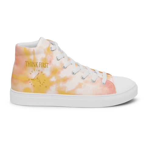 THINK F1RST 2024 ORANGE TIE DYE UNISEX HIGH TOP CANVAS SHOES